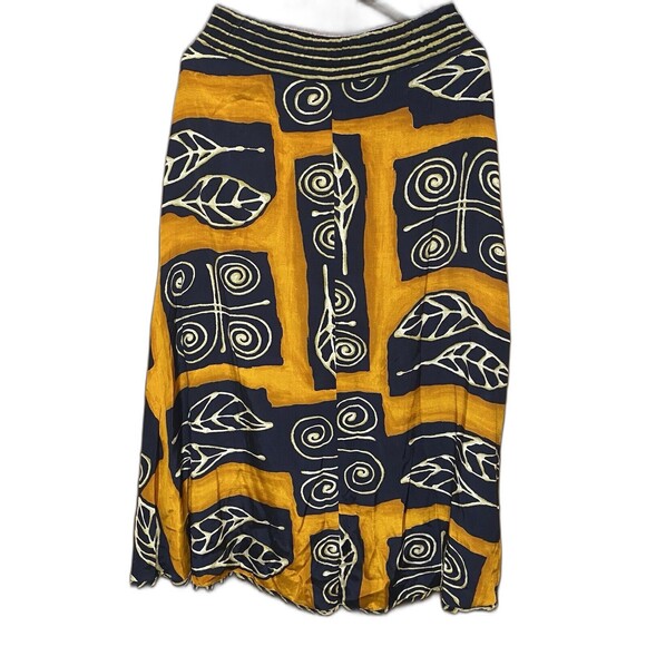 Vintage PLATINUM By Dorothy Schoelen Midi Wrap Skirt Artsy Womens 4 Gold Black - Picture 2 of 7